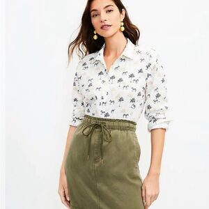 LOFT Zebra and Palm Print Blouse